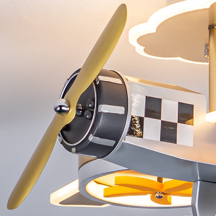 Modern Creative Cartoon Airplane Iron Acrylic LED Kids Semi-Flush Mount Ceiling Lamp-Orizon Depot