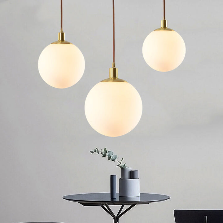 Nordic Modern Minimalist White Orb One-Light Pendant Lamp-Orizon Depot