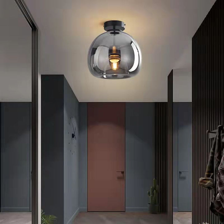 Nordic Light Luxury Round Glass Ball 1-Light Semi-Flush Mount Ceiling Lamp-Orizon Depot