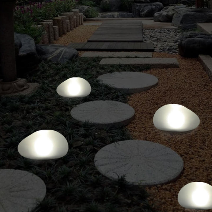 Solar LED Pebble Landscape Lamp Durable ABS with Sandblasted Finish-Orizon Depot