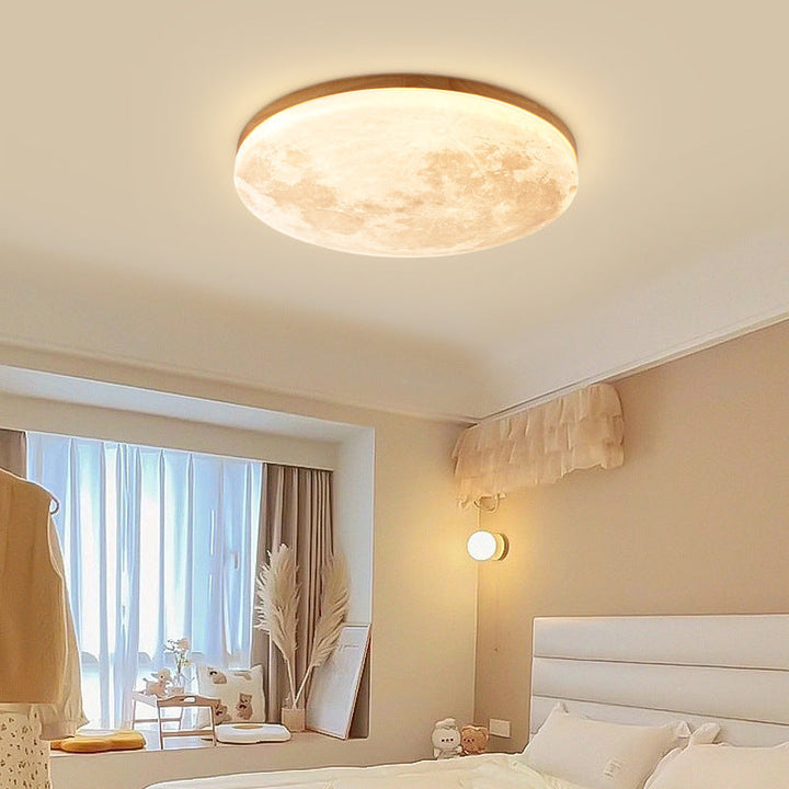 Nordic Minimalist Round Moon Design LED Flush Mount Ceiling Lamp-Orizon Depot