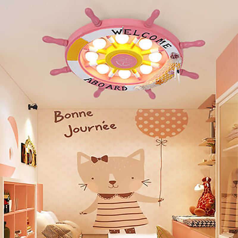 Modern Creative Cartoon Plastic Sailboat Helmsman LED Flush Mount Ceiling Lamp-Orizon Depot