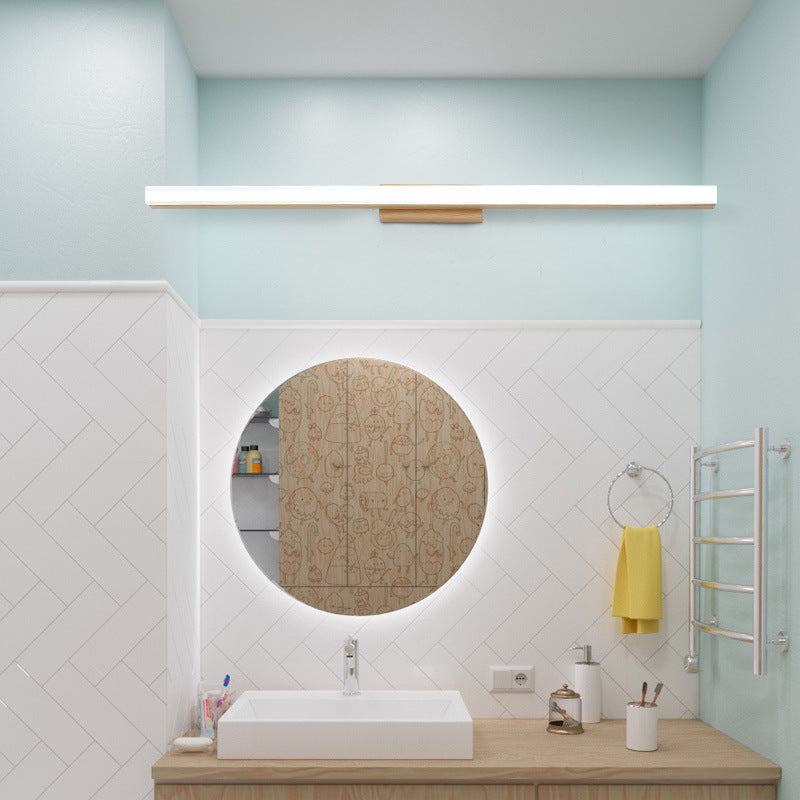 Nordic Minimalist Wooden Linear LED Vanity Wall Sconce Lamp-Orizon Depot