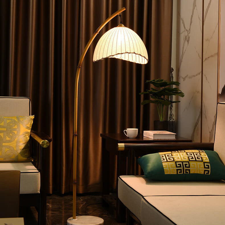 Retro Zen Simulation Bamboo Pole 1-Light Pedestal Standing Floor Lamp