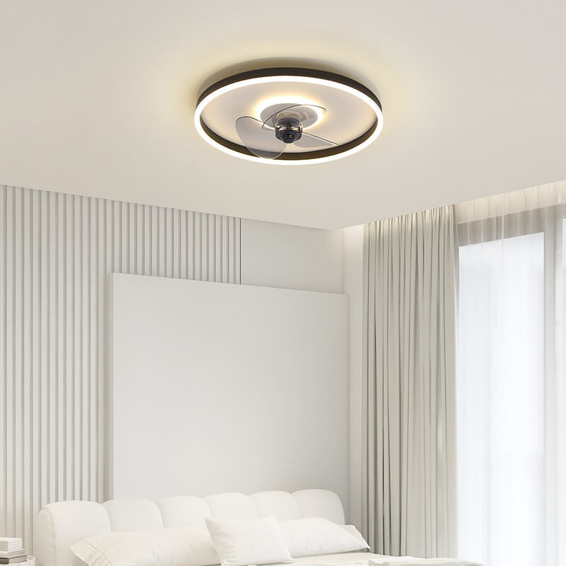 Nordic Simplistic Round Invisible LED Flush Mount Ceiling Fan Light