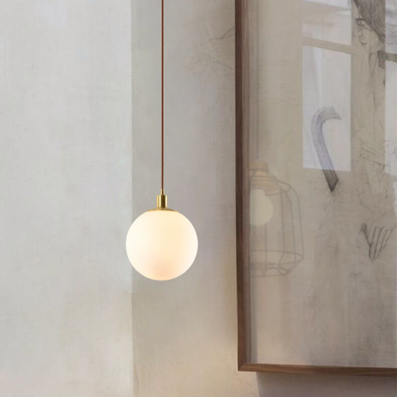 Nordic Modern Minimalist White Orb One-Light Pendant Lamp-Orizon Depot