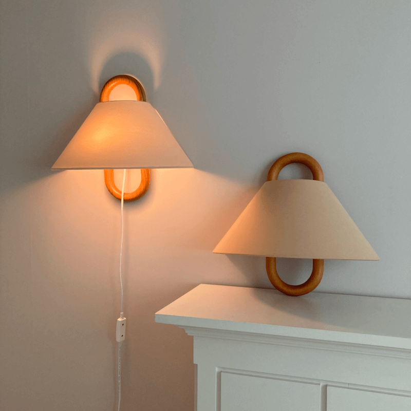 Modern Original Wooden Pleated Semi-Circle 1-Light Wall Sconce Lamp