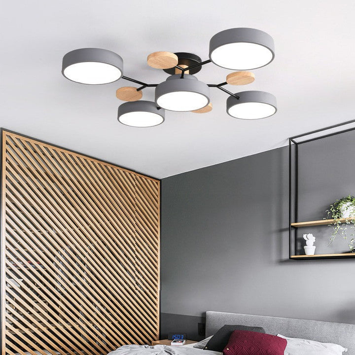 Contemporary Scandinavian Round Molecule Branch Design LED Semi-Flush Mount Ceiling Lamp For Bed Room-Orizon Depot