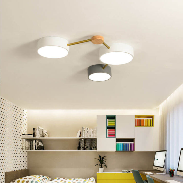 Scandinavian Style Solid Wood Iron LED Multi Flush Mount Ceiling Lamp-Orizon Depot