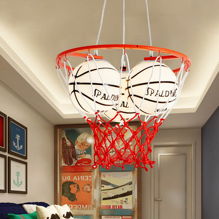 Modern Creative Cartoon Basketball 3-Light Kids Chandelier-Orizon Depot