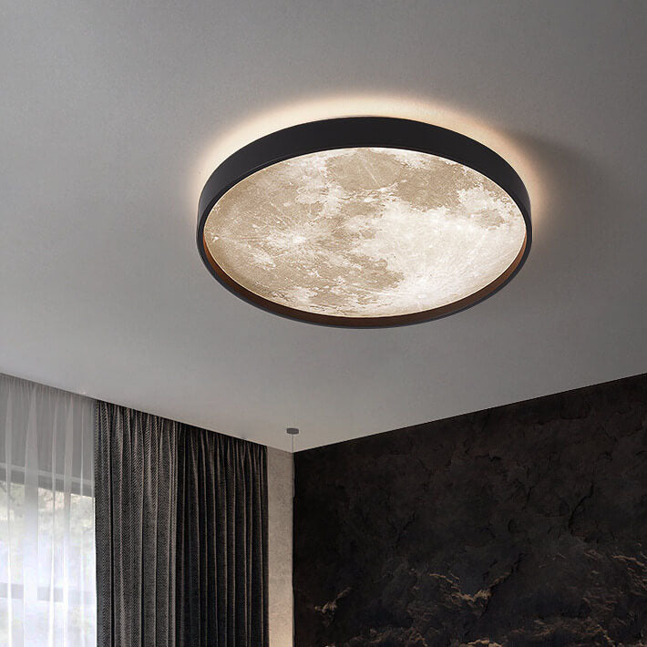 Nordic Minimalist Moon Shape Round LED Ceiling Lamp-Orizon Depot