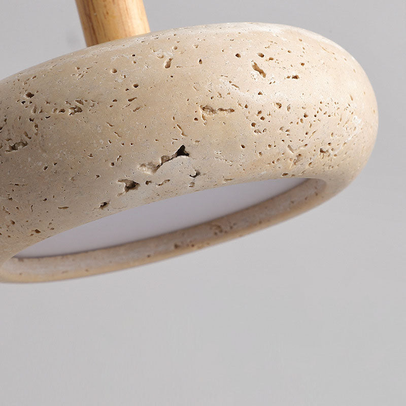 Japanese Wood Travertine LED Pendant Light for Bedroom-Orizon Depot