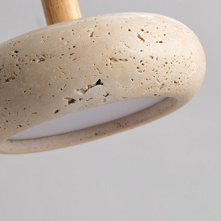 Japanese Wood Travertine LED Pendant Light for Bedroom-Orizon Depot