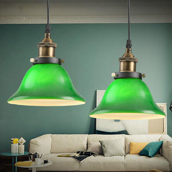 Contemporary Retro Emerald Green Glass Pendant Light-Orizon Depot