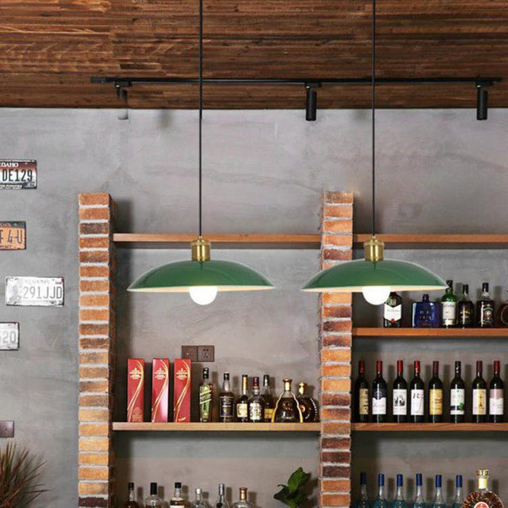 Industrial Vintage Green Iron Dome Pendant Light-Orizon Depot