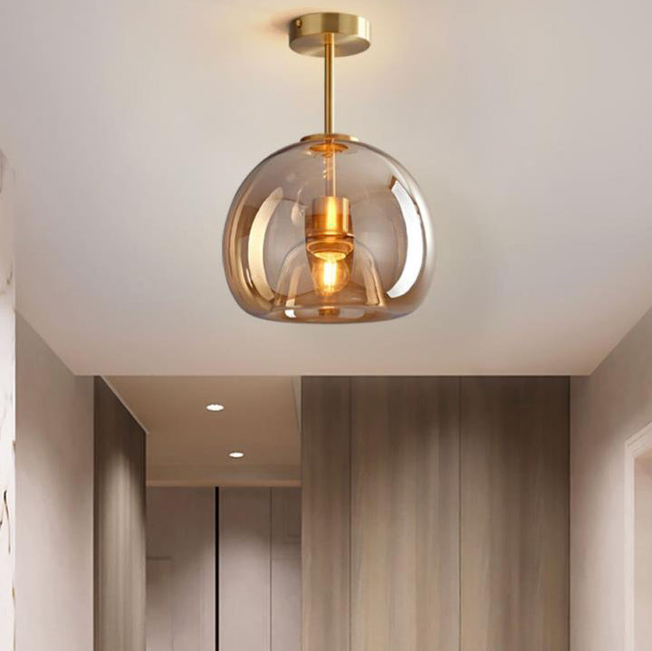 Nordic Light Luxury Round Glass Ball 1-Light Semi-Flush Mount Ceiling Lamp