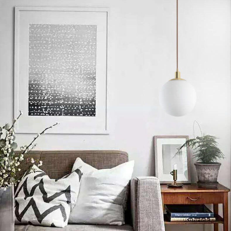Nordic Modern Minimalist White Orb One-Light Pendant Lamp-Orizon Depot