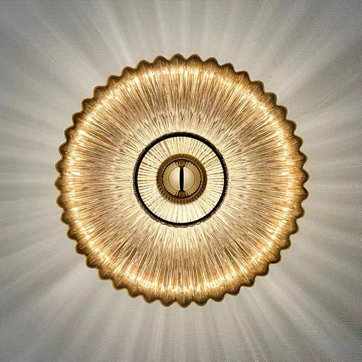 Vintage Glass Wall Sconce | Striped Round Disc Light Fixture