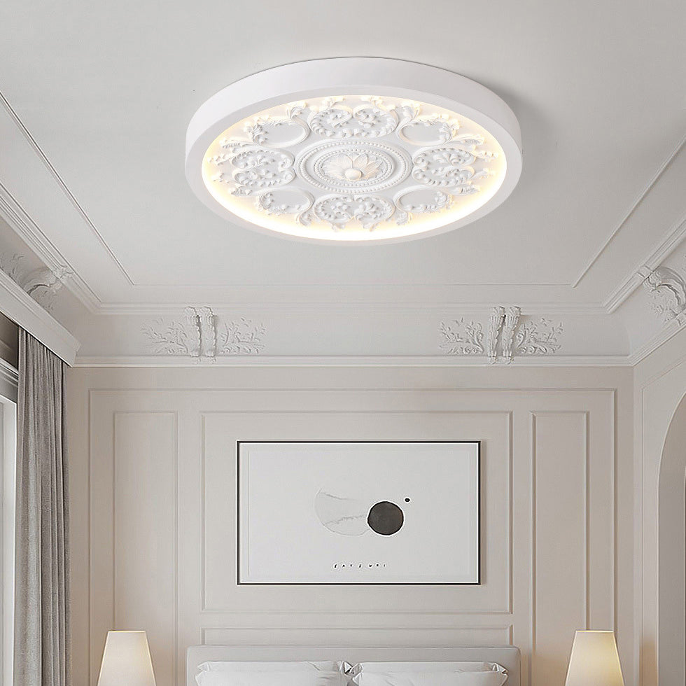 Modern Simplistic Carved Iron Resin Acrylic LED Flush Mount Ceiling Lamp For Bedroom-Orizon Depot