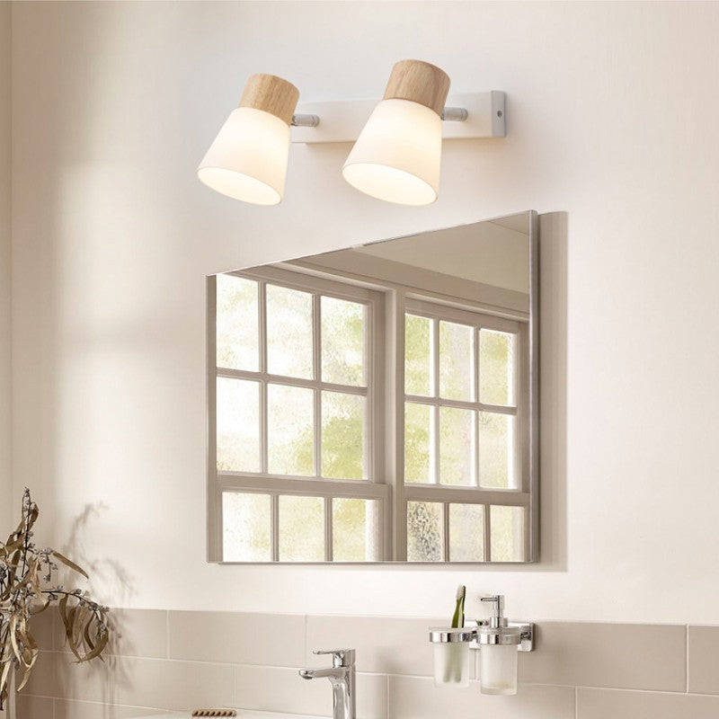 Modern Minimalist Horn Design Rubber Wood Iron Glass Vanity Wall Sconce Multi Light-Orizon Depot