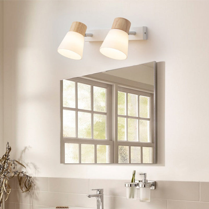 Modern Minimalist Horn Design Rubber Wood Iron Glass Vanity Wall Sconce Multi Light-Orizon Depot