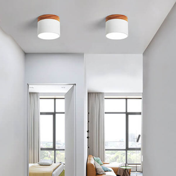 Scandinavian Minimalist Solid Color Log LED Flush Mount Ceiling Lamp-Orizon Depot