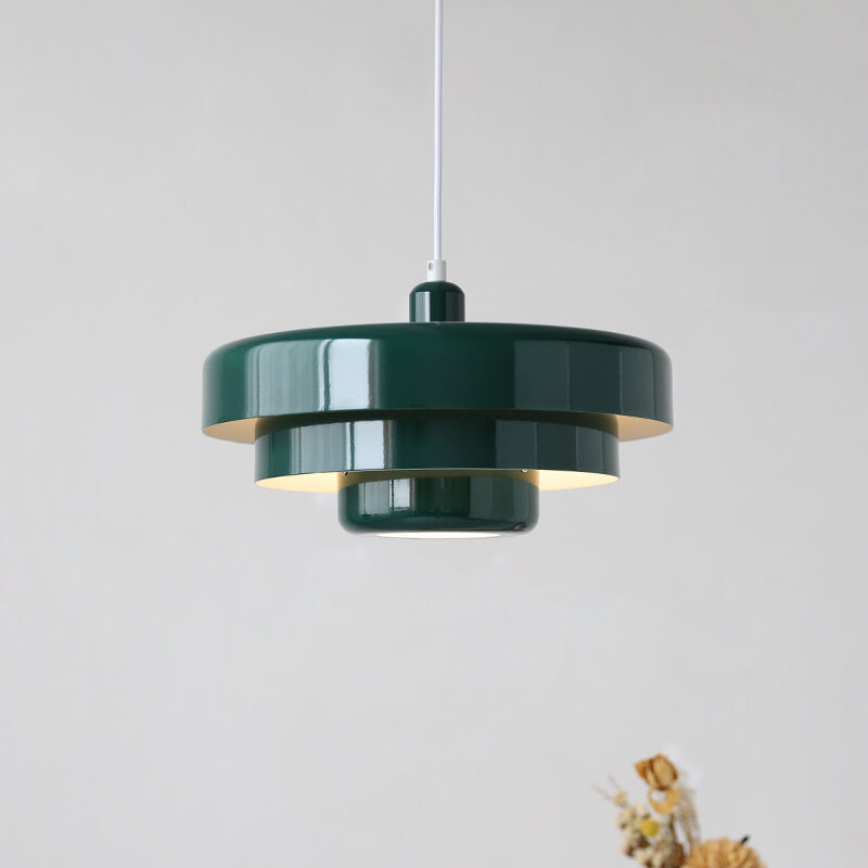 Nordic Vintage Multi-Layered Round Metal 1-Light Pendant Lamp-Orizon Depot