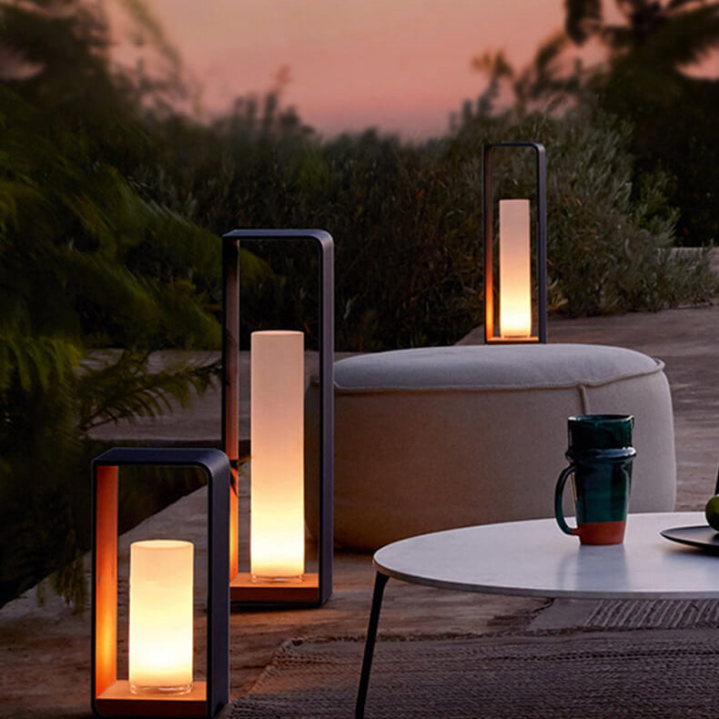 Modern Minimalist Square Frame LED Lawn Light Stainless Steel Acrylic Waterproof Design-Orizon Depot