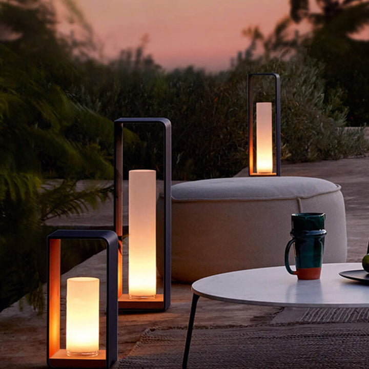 Modern Minimalist Square Frame LED Lawn Light Stainless Steel Acrylic Waterproof Design-Orizon Depot