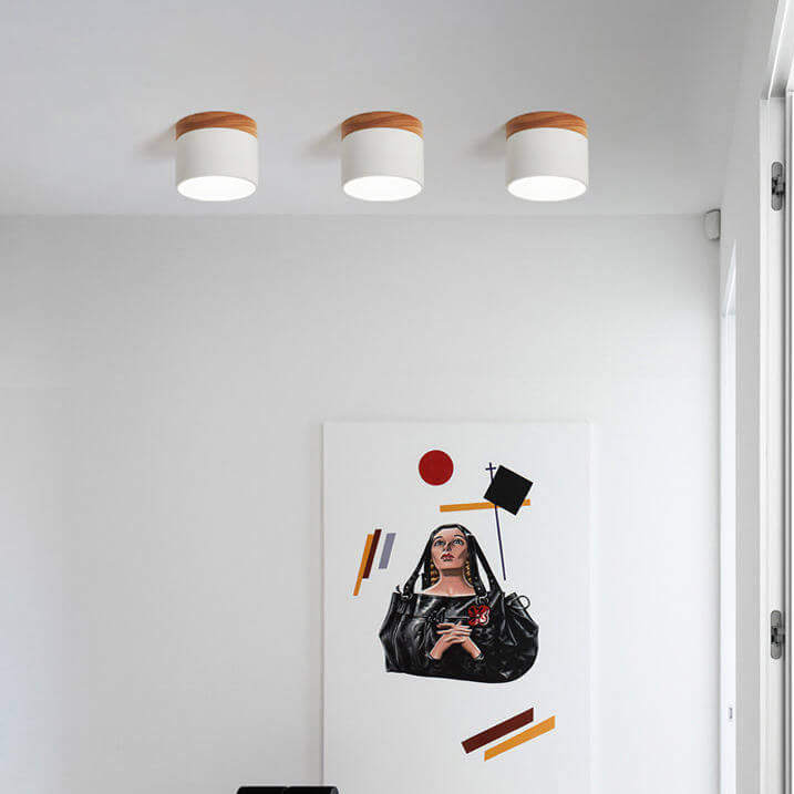 Scandinavian Minimalist Solid Color Log LED Flush Mount Ceiling Lamp-Orizon Depot