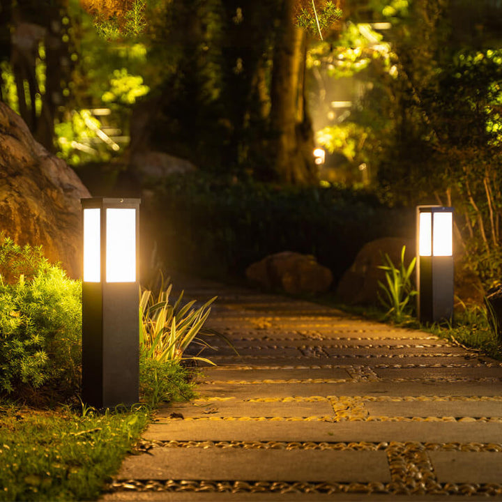 Modern Solar Square Column Outdoor Waterproof Lawn Path Lamp-Orizon Depot