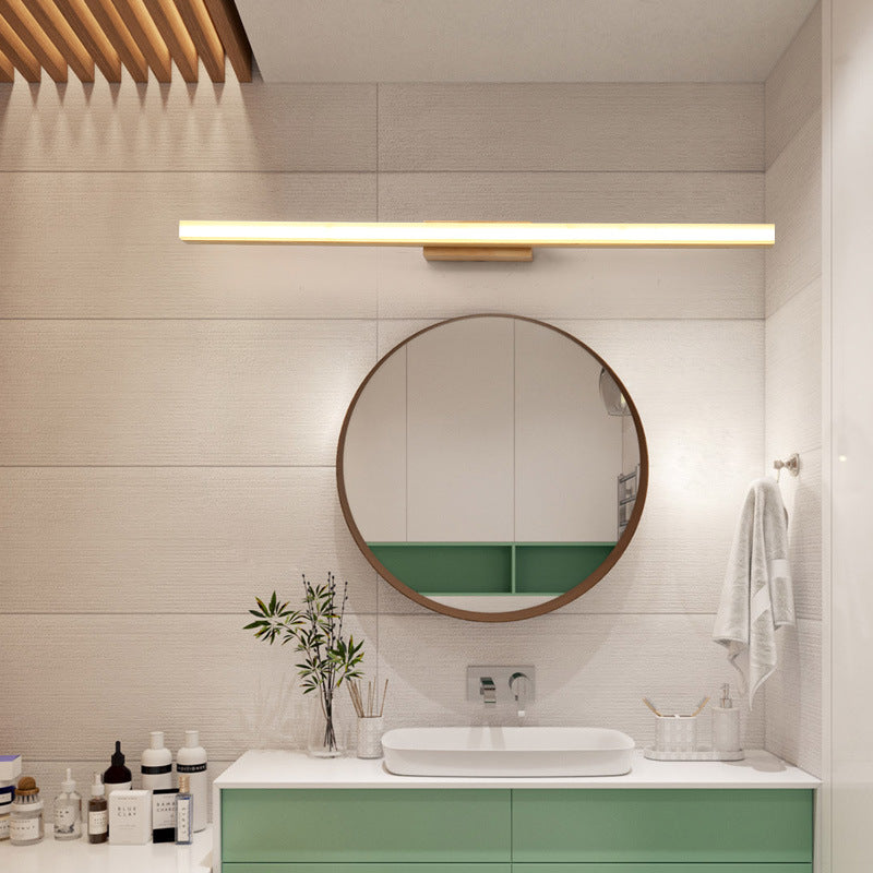 Nordic Minimalist Wooden Linear LED Vanity Wall Sconce Lamp-Orizon Depot