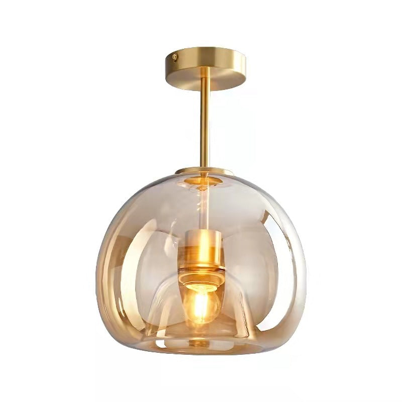 Nordic Light Luxury Round Glass Ball 1-Light Semi-Flush Mount Ceiling Lamp-Orizon Depot