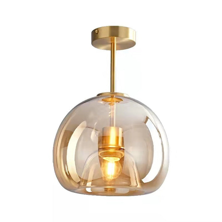 Nordic Light Luxury Round Glass Ball 1-Light Semi-Flush Mount Ceiling Lamp-Orizon Depot