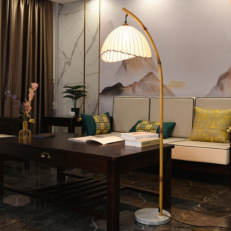 Retro Zen Simulation Bamboo Pole 1-Light Pedestal Standing Floor Lamp