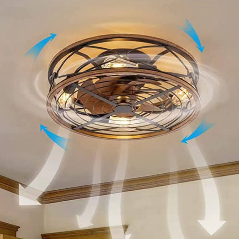 Nordic Industrial Wrought Iron Tubular 4-Light Flush Mount Ceiling Invisible Fan Light