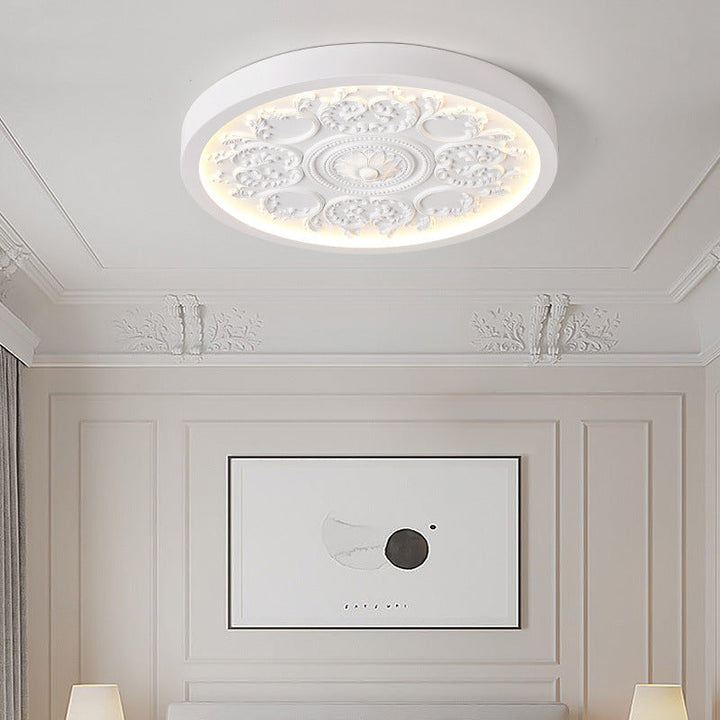 Modern Simplistic Carved Iron Resin Acrylic LED Flush Mount Ceiling Lamp For Bedroom-Orizon Depot