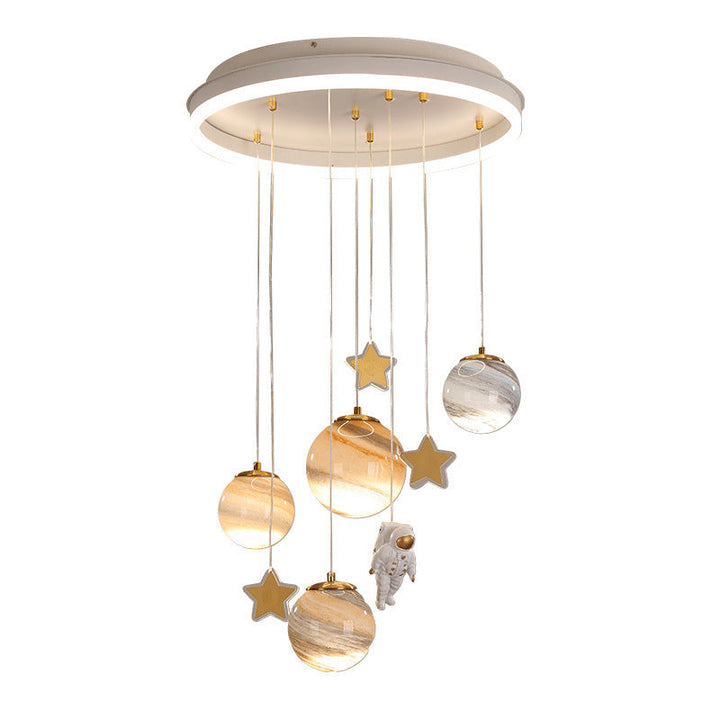 Contemporary Scandinavian Space Planet Acrylic Glass Round Shade LED Kids Flush Mount Ceiling Lamp-Orizon Depot
