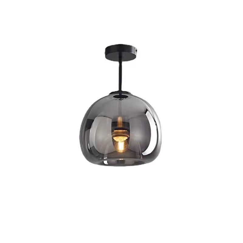 Nordic Light Luxury Round Glass Ball 1-Light Semi-Flush Mount Ceiling Lamp