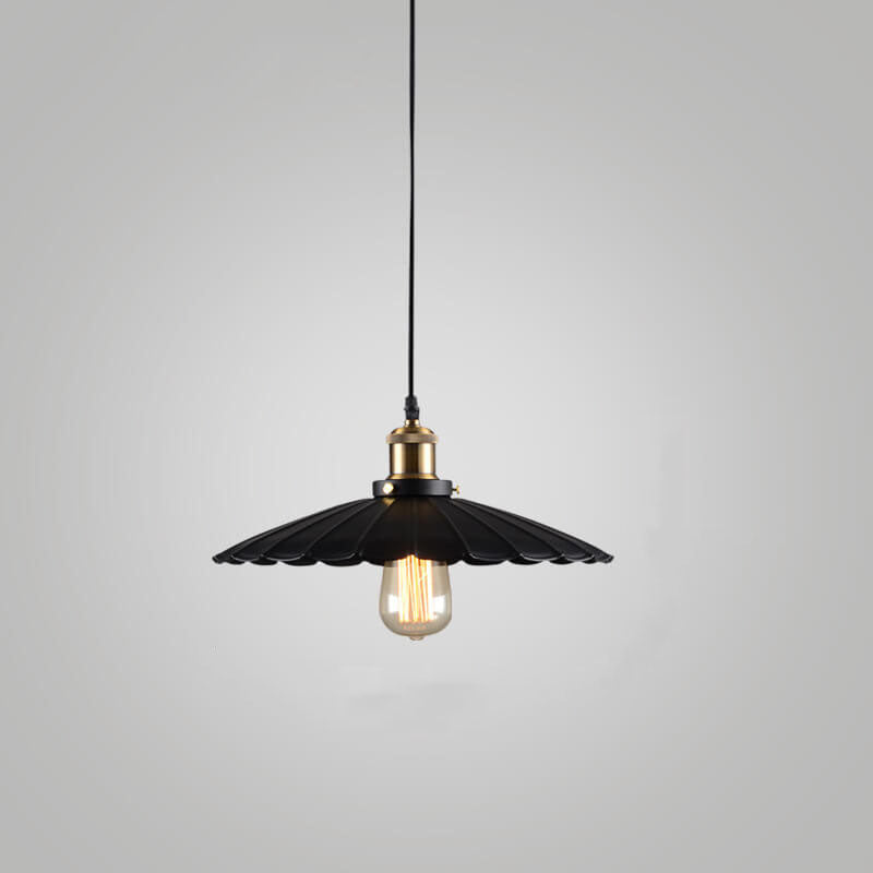 Vintage Industrial Iron Scalloped Shade Shape 1-Light Pendant Lamp-Orizon Depot