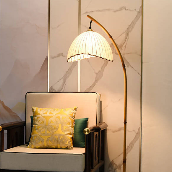 Retro Zen Simulation Bamboo Pole 1-Light Pedestal Standing Floor Lamp