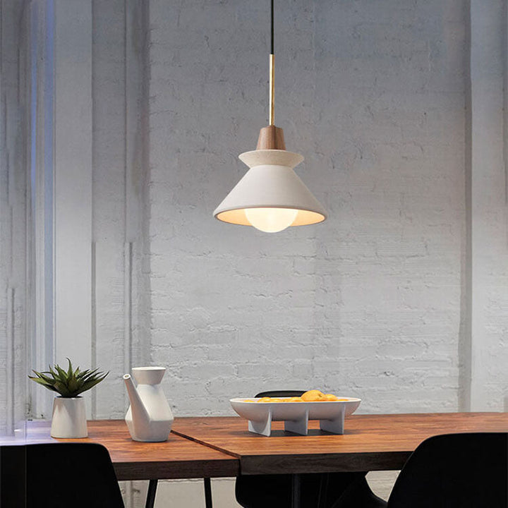 Nordic Minimalist White Cement Tapered Pendant Lamp-Orizon Depot