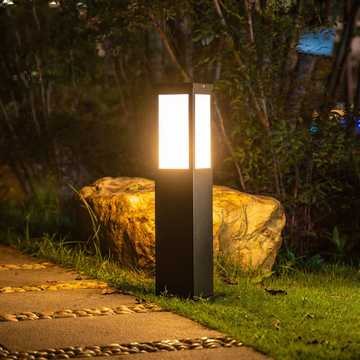 Modern Solar Square Column Outdoor Waterproof Lawn Path Lamp-Orizon Depot