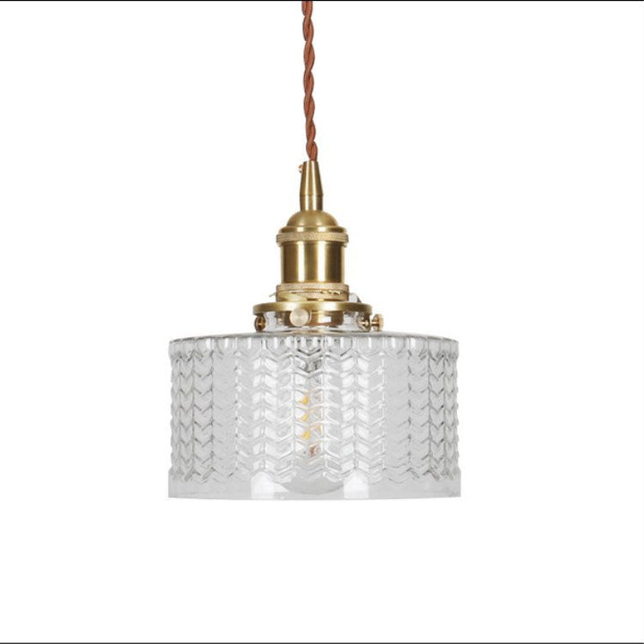 Vintage Japanese Brass Glass Round Jar Single Light Pendant Lamp-Orizon Depot