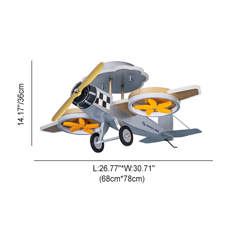 Modern Creative Cartoon Airplane Iron Acrylic LED Kids Semi-Flush Mount Ceiling Lamp-Orizon Depot
