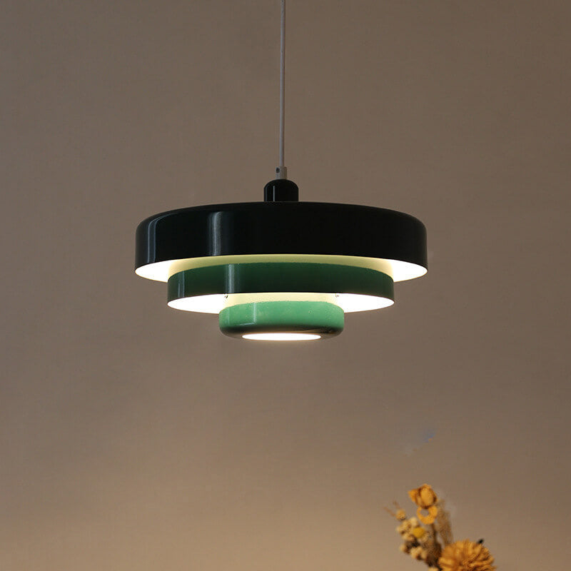 Nordic Vintage Multi-Layered Round Metal 1-Light Pendant Lamp-Orizon Depot