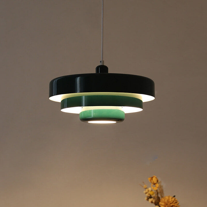 Nordic Vintage Multi-Layered Round Metal 1-Light Pendant Lamp-Orizon Depot