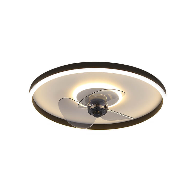 Nordic Simplistic Round Invisible LED Flush Mount Ceiling Fan Light-Orizon Depot