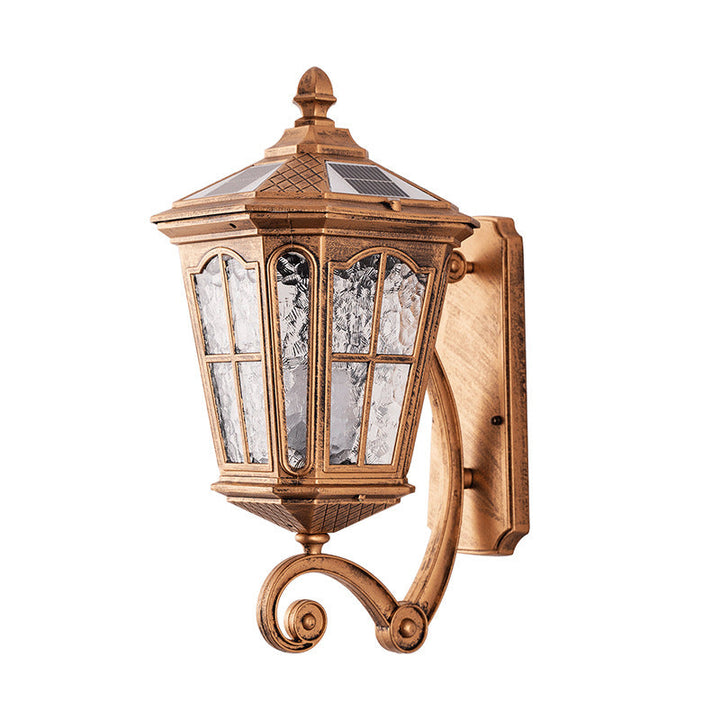 European Solar Outdoor Lantern Aluminum Glass Waterproof 1-Light Wall Sconce Lamp for Elegant Exteriors-Orizon Depot