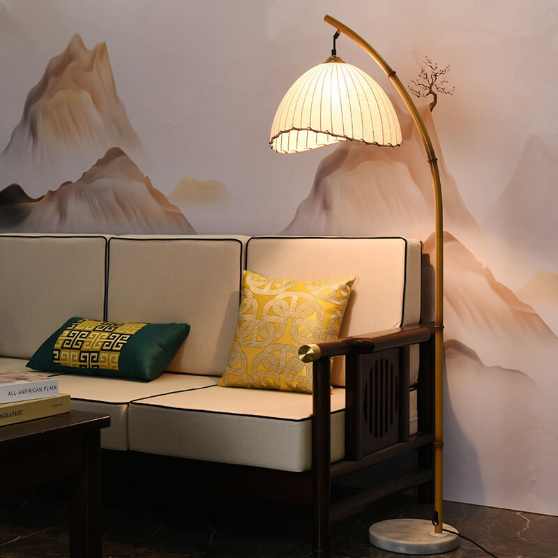 Retro Zen Simulation Bamboo Pole 1-Light Pedestal Standing Floor Lamp